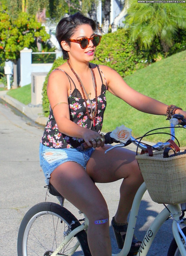 Vanessa Hudgens Studio City Posing Hot Bicycle Celebrity High